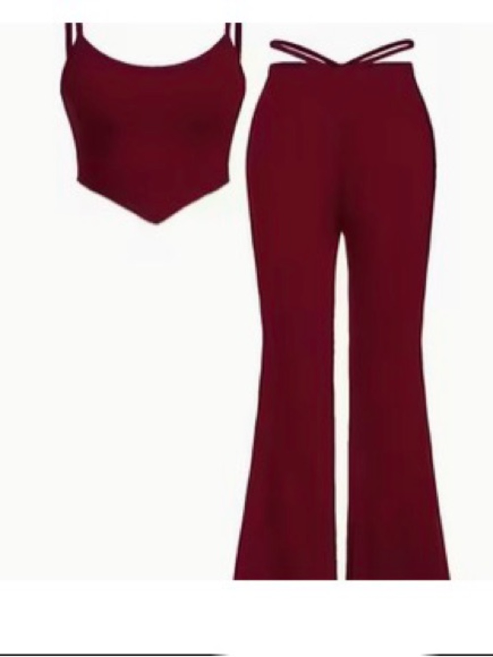 Girls' Burgundy Boot-Cut Pants with Matching Crop Tank